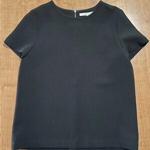 Diane Van Furstenberg Women’s Black Top 8 Zipper Back Blouse Minimalist Office